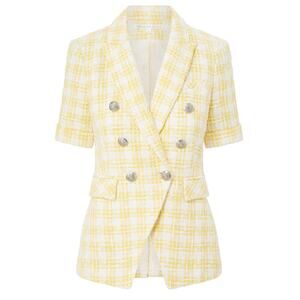 Veronica Beard Blazer Jenny Short Sleeve Yellow Plaid Dickey Jacket size 4